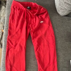 Nike Red Joggers with Elastic Waistband and Swoosh